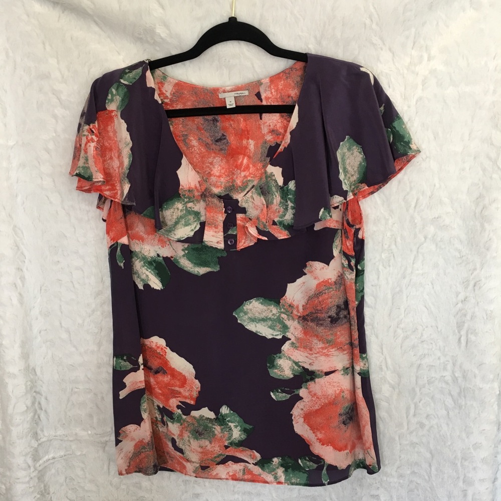 NWOT!! Sz M Halogen floral blouse
